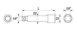 Prodlužovací přípravek 51 mm, 1/4" - YT-1429