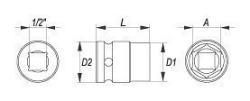 Vnitřní nástrčné klíče 1/2" šestihranný 18 mm CrMo YATO - YT-1008