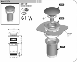 Ventil dřezový vypouštěcí KLIK 1 1/4´´ P-967KV/II  SAM