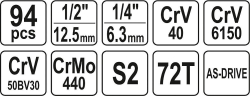 Gola sada 1/4" a 1/2", 94 ks - YT-12681