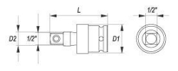 Rázový kardanový kloub 1/2" 63 mm CrMo - YT-1064