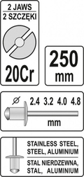 Nýtovací kleště ruční 250 mm - YT-36007