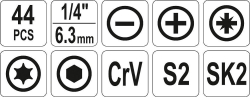 Sada nářadí brašna, 44 ks - YT-39280
