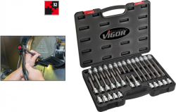 Sada nástrčných hlavic s bity 1/2” TORX® v plastovém kufru, 32 ks - V1917