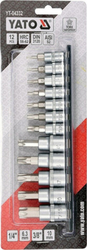 Sada hlavic s bity TORX s otvorem 1/4" a 3/8" 12 ks - YT-04332