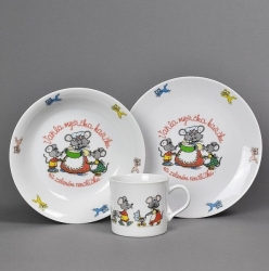 Dětská jídelní sada 3 dílná porcelán VAŘILA MYŠIČKA