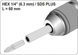 Adaptér do vrtačky SDS+ HEX 1/4" - YT-04690