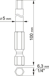 Sada bitů 1/4" 2 ks IMBUS L=100 mm 3, 5 mm