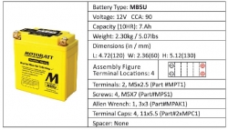 Baterie Motobatt MB5U 7Ah, 12V, 2 vývody