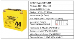 Baterie Motobatt MBT12B4 11Ah, 12V, 2 vývody 