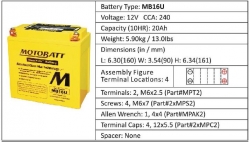 Baterie Motobatt MB16U 20Ah, 12V, 4 vývody 