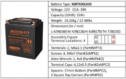 Baterie Motobatt MBTX30U HD 32 Ah, 12 V, 4 vývody, černá