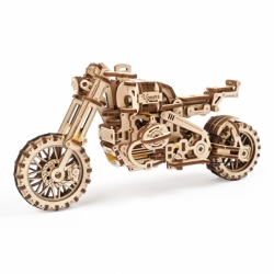 Hračka Ugears 3D dřevěné mechanické puzzle UGR-10 Motorka (scrambler) s vozíkem