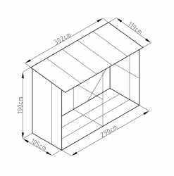 Přístřešek na dřevo G21 WOH 682 - 302 x 119 cm, šedý