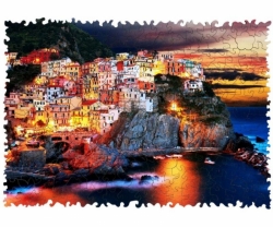 Puzzle dřevěné, barevné - Manarola v Itálii