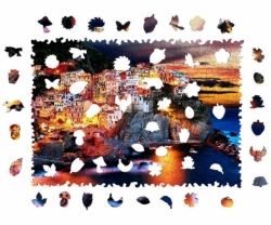 Puzzle dřevěné, barevné - Manarola v Itálii