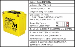 Baterie Motobatt MBTX20U 21 Ah, 12 V, 4 vývody)