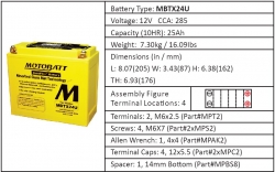 Baterie Motobatt MBTX24U 25 Ah, 12 V, 4 vývody