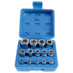 Nástrčné klíče, E-Torx, E4 - E24, 1/4", 3/8'', 1/2'', 14 ks - S-P14ES