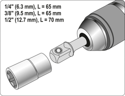 Sada adaptérů 3 ks, HEX, 1/4, 3/8, 1/2 - YT-04685